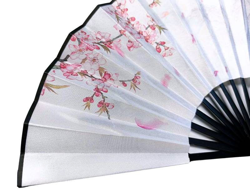 Skládací vějíř Třešňové květy L bílý